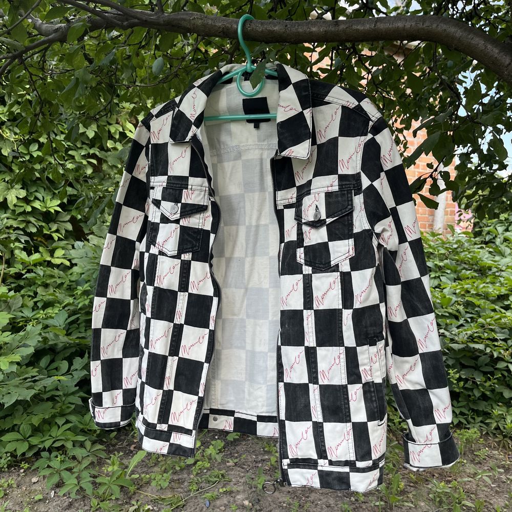 Джинсова куртка у шахматний принт unisex/унісекс sk8 y2k