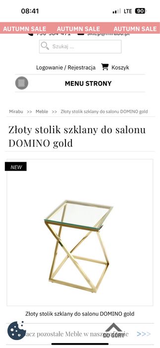 Stolik złoty szklany glamour