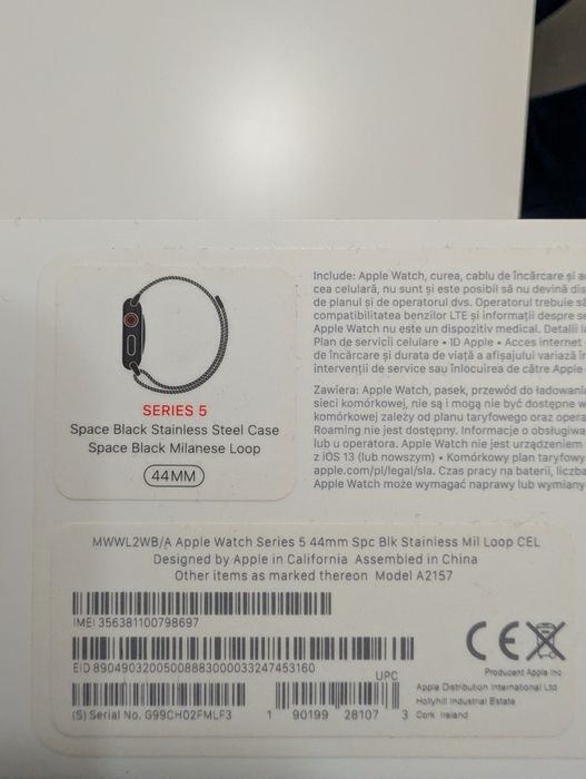 Apple Watch 5 44mm Cellular bogaty zestaw