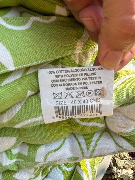 Conjunto de 6 almofadas de chão ou de cadeira algodão estampado verde