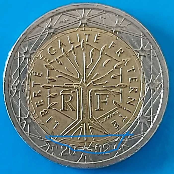 2 Euros de 2002 de França com Defeito cunhagem
