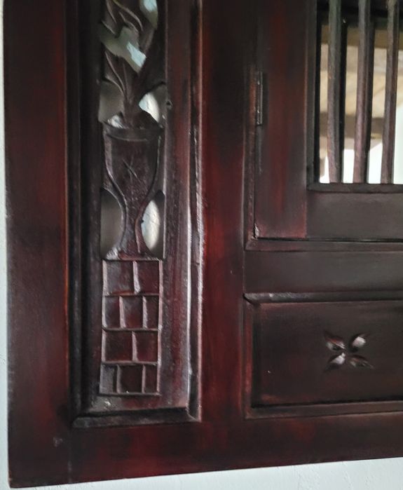 Lustro w stylu kolonialnym drewno egzotyczne