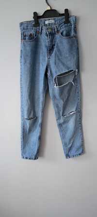 Pull&bear spodnie jeans z dziurami przetarcia Xs