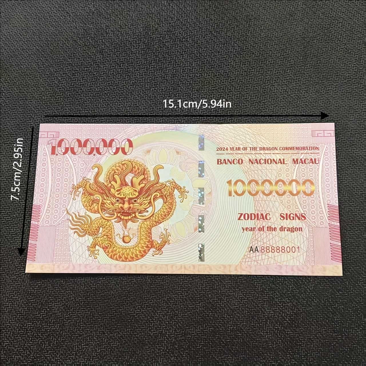 Banknot 2024 Rok Smoka Złoty Smok Kolekcjonerski  UNC UV  Prezent