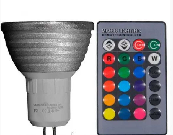 Лампа світлодіодна Lemanso 3W MR16(G5.3) RGB LM293 з пультом