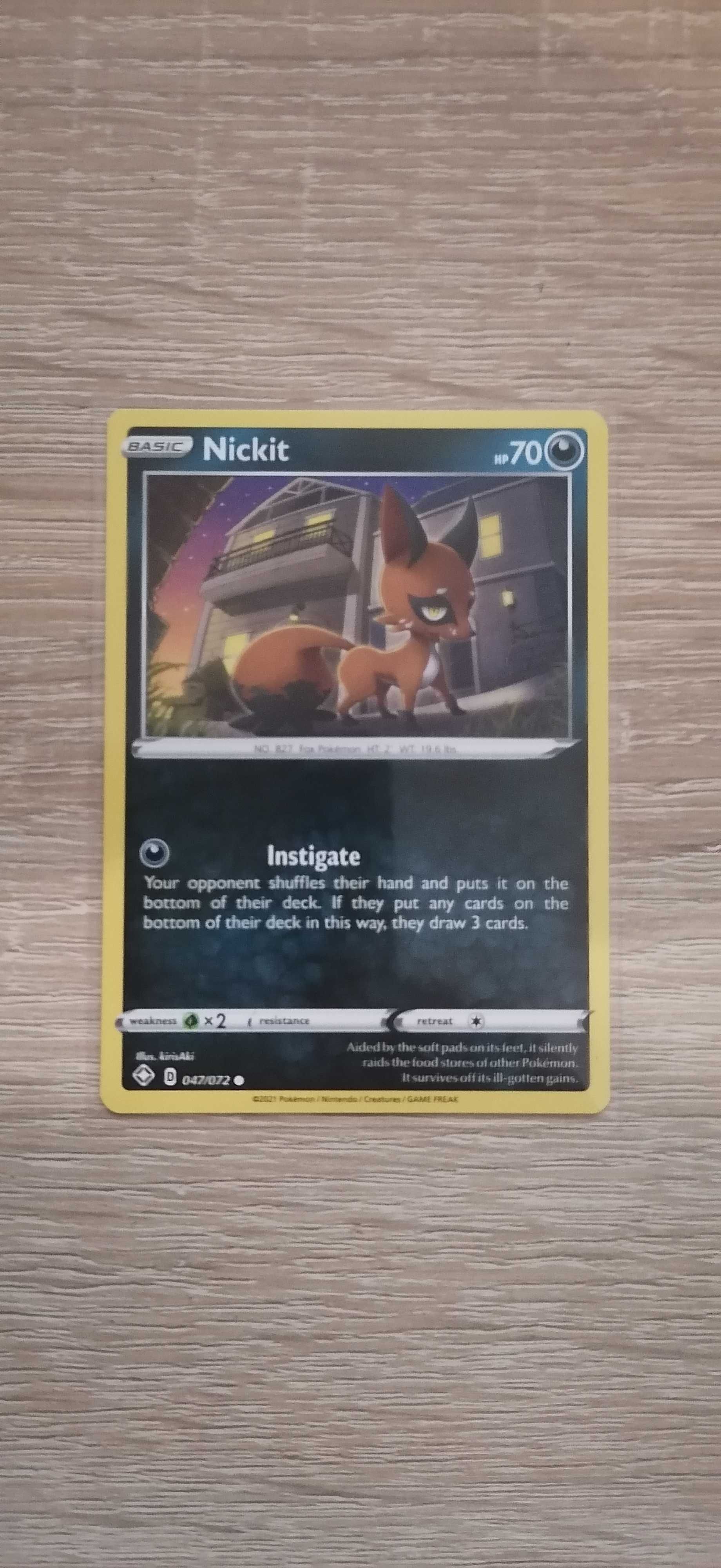 Pokemon Nickit 47/72 Shining Fates Non-Holo