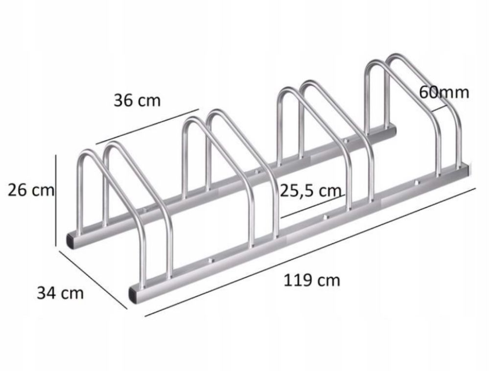 Stojak Uchwyt Parking Rowerowy na 4 Rowery Rower ŁATWY MONTAŻ Mocny