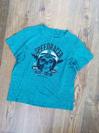 Niebieska koszulka T-shirt z nadrukiem, rozmiar XL