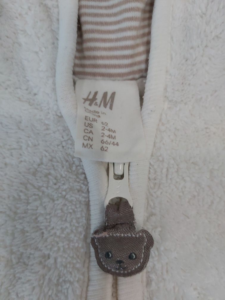 Bluzy/kurtki pluszowe 62 H&M 2 sztuki