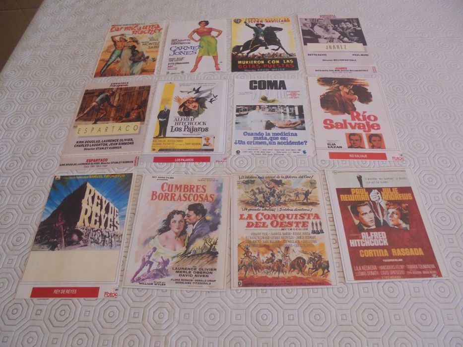 Lote de 12 panfletos de mão de cinema das décadas de 40 a 70