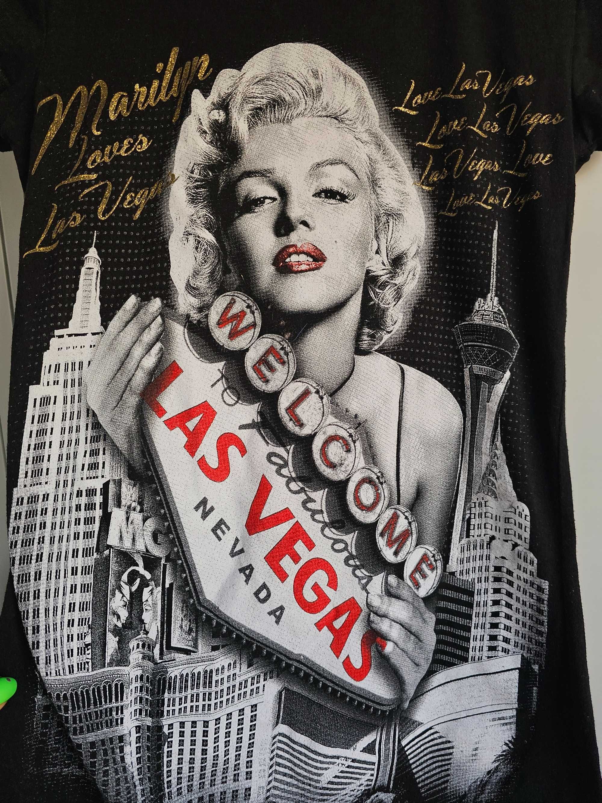 Marilyn Monroe Welcome Las Vegas czarna koszulka z krótkim rękawem