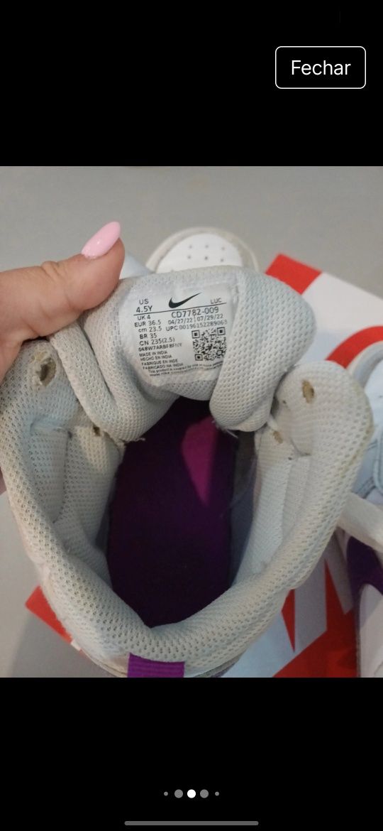 Sapatilhas da nike usadas poucas vezes