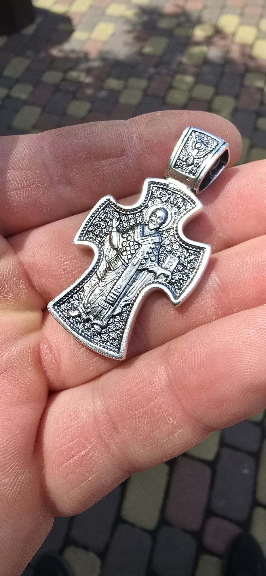 Чоловічий срібний хрестик, хрестик православний