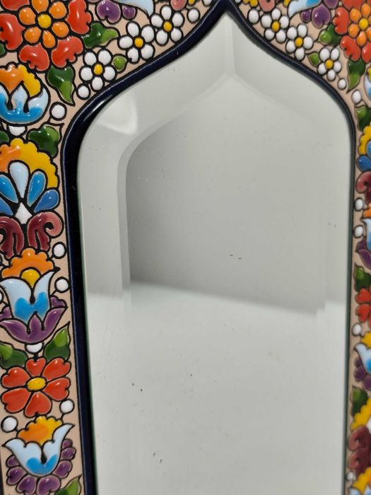 Lustro Witrażowe Zdobione Sygnowane