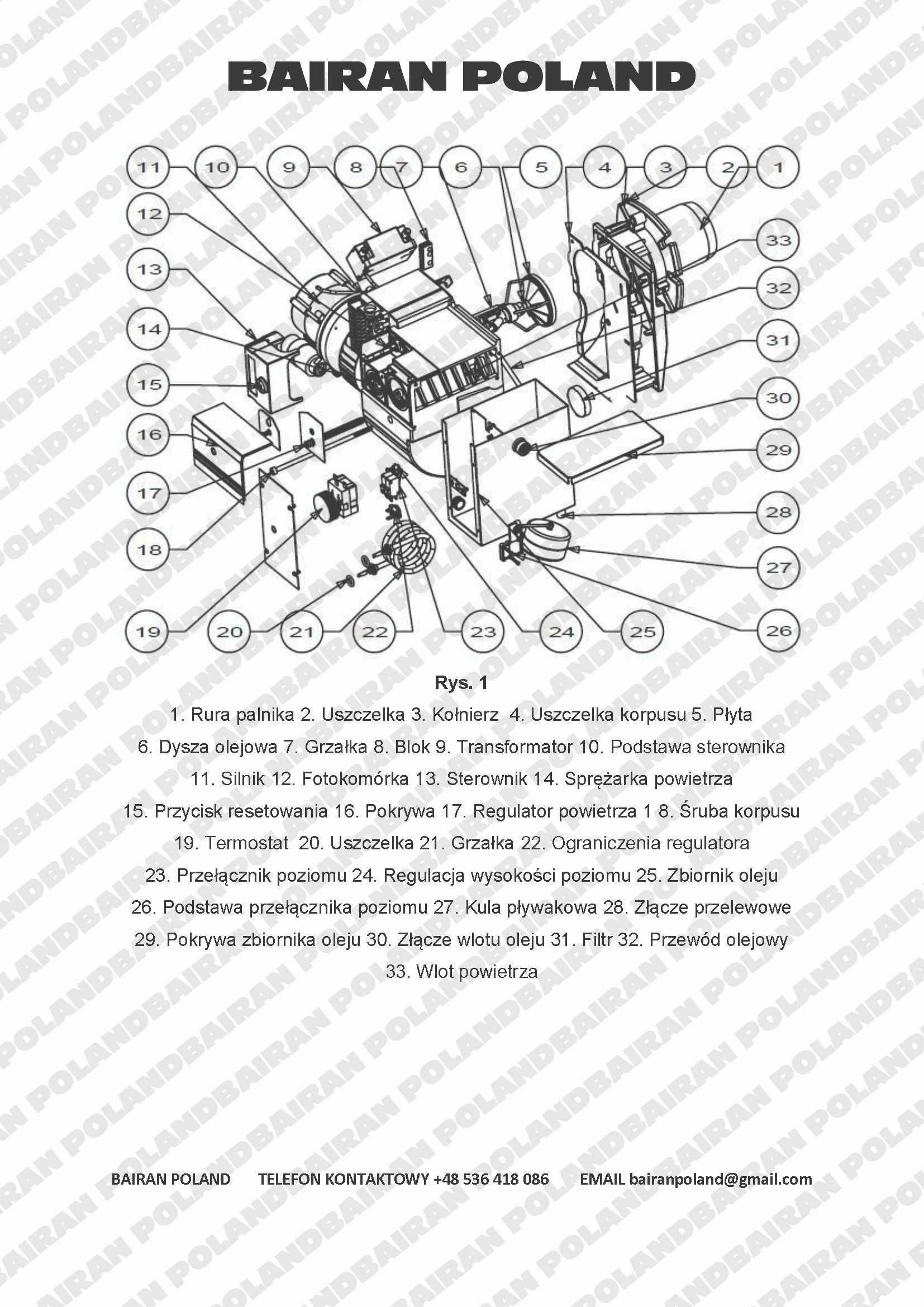 Bairan Poland Palnik multiolejowy na olej przepr. STW120P  Moc 12-50KW