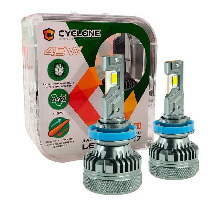 лампи LED H8/H9/H11/H16 12V 45W 5500K 9800L CAN BUS з вентилят.