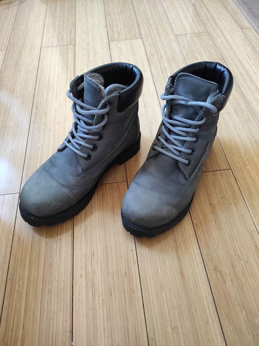 Зимові черевики/чоботи. Timberland grey fur. Унісекс. 37