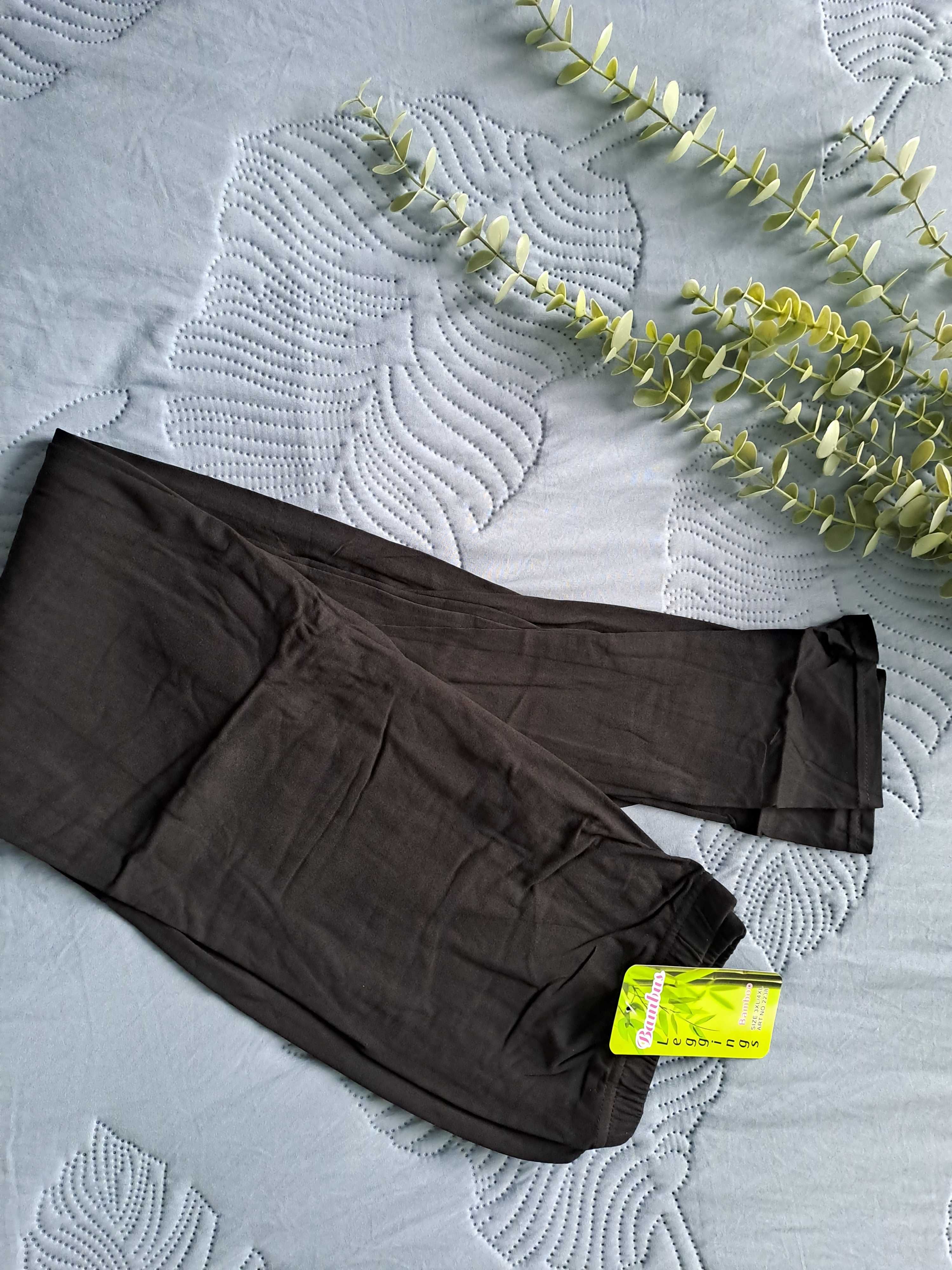 Nowe leginsy getry damskie wygodne 2/3 XL czarne miękkie bambusowe xxl