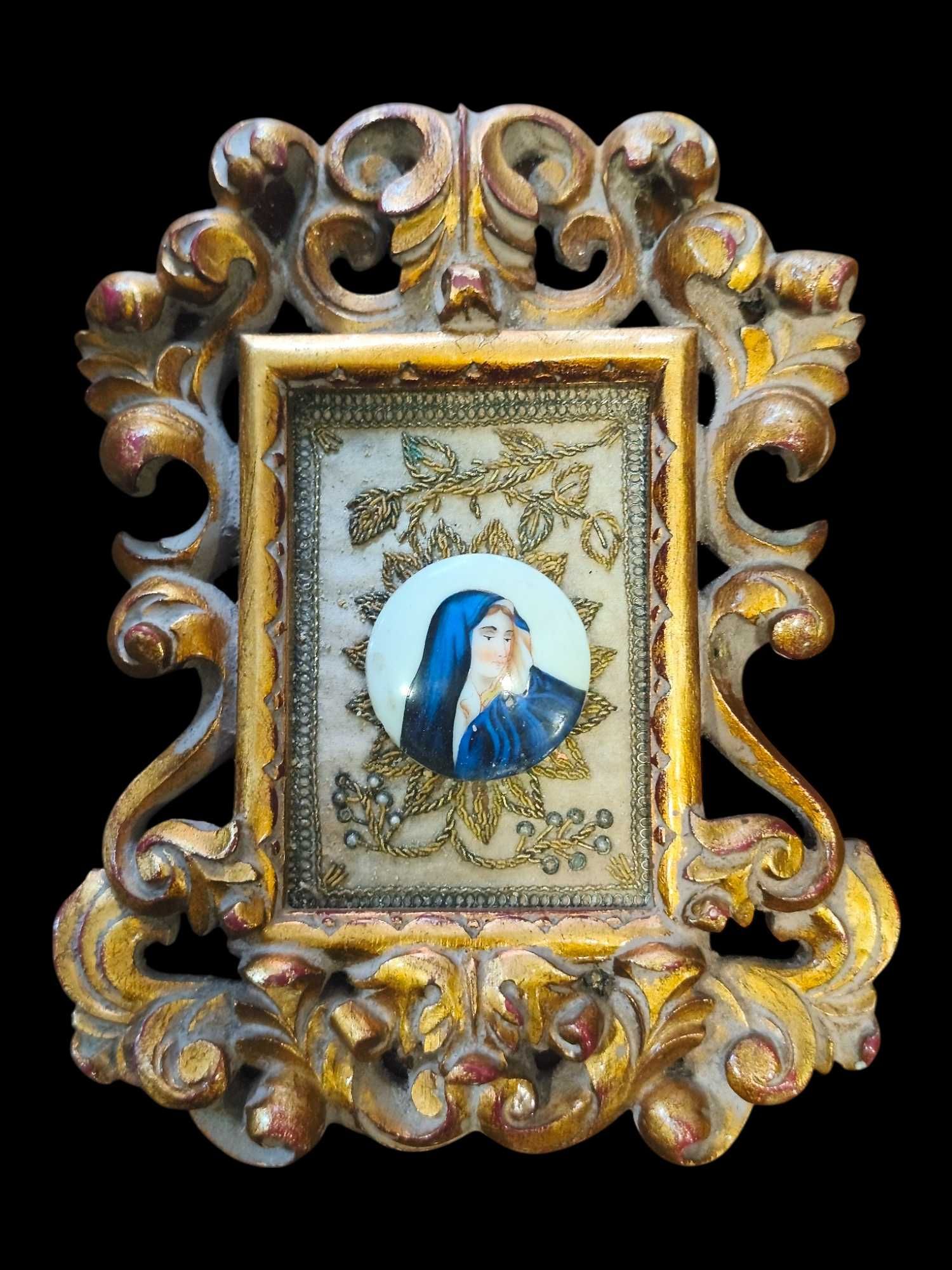 Delicada Miniatura da Virgem Maria em Limoges, Francia