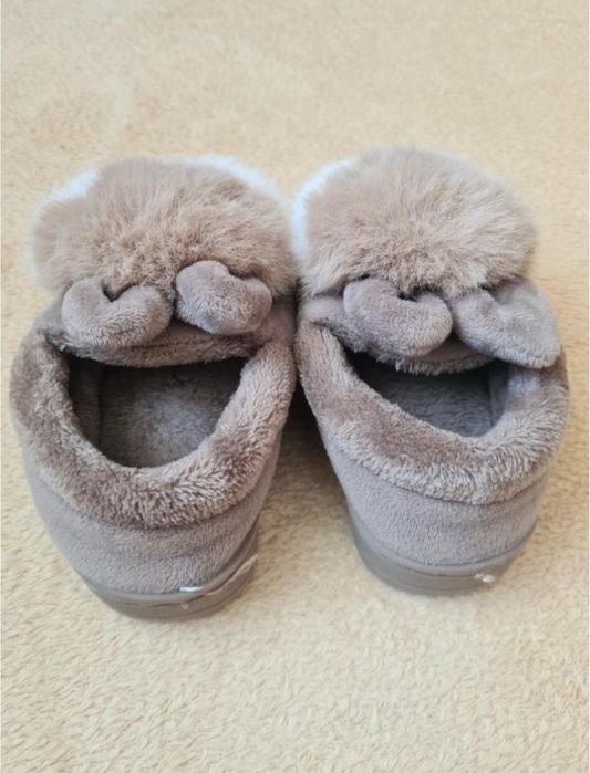 Дитячі тапочки зайчики пухнасті, тапочки для садочка