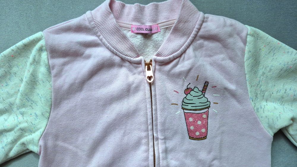 Bluza bawełniana bomberka CoolClub Smyk roz.128 pudrowy róż, kremowa