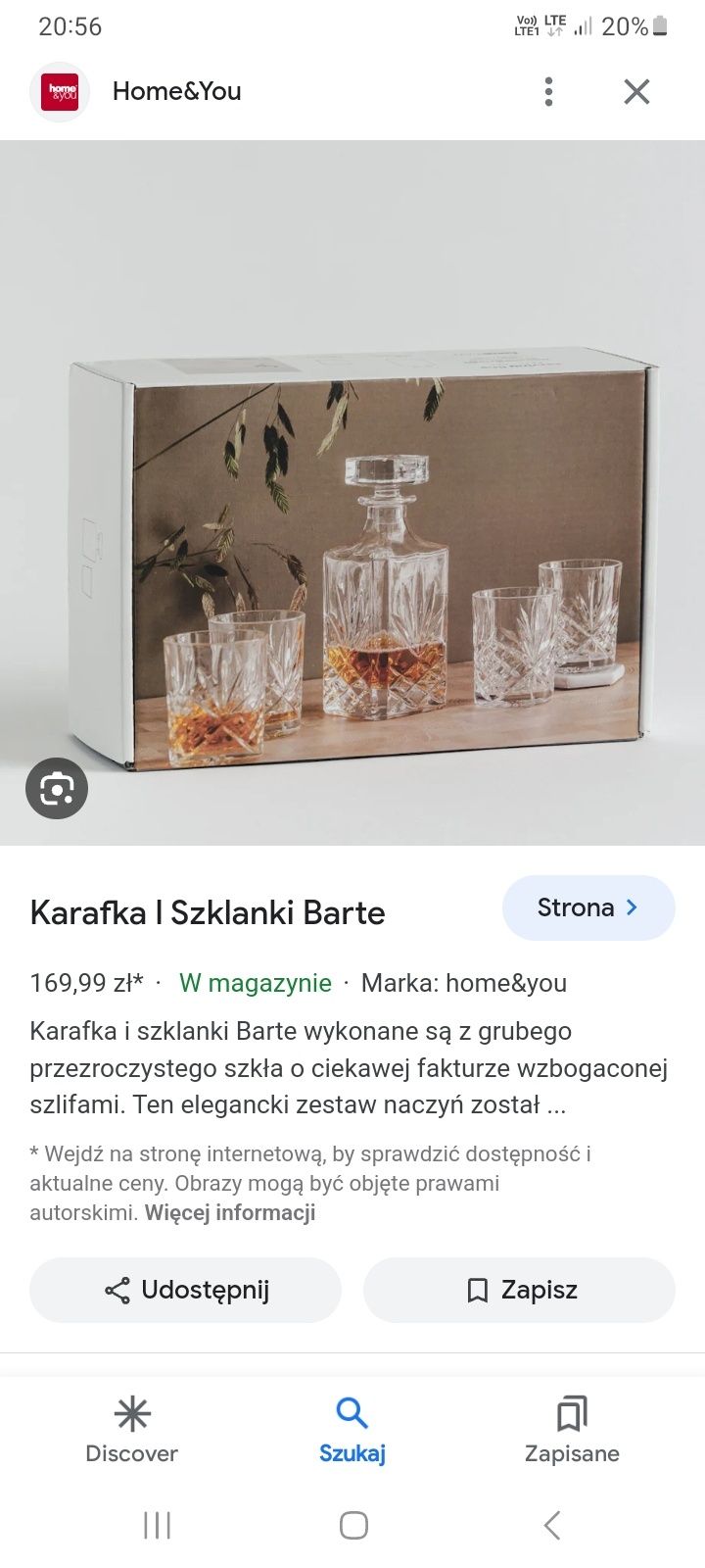Zestaw szklanek z karafka Home&you