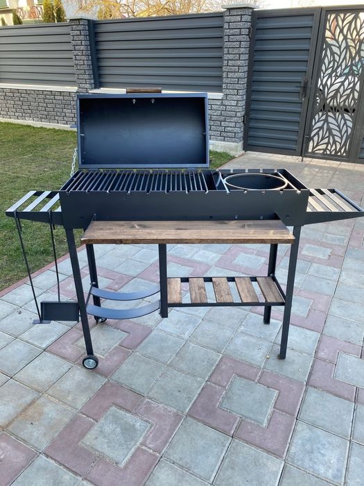 Мангал гриль барбекю | ТОП подарунок! Сталь 5 мм, дровниця, кришка!