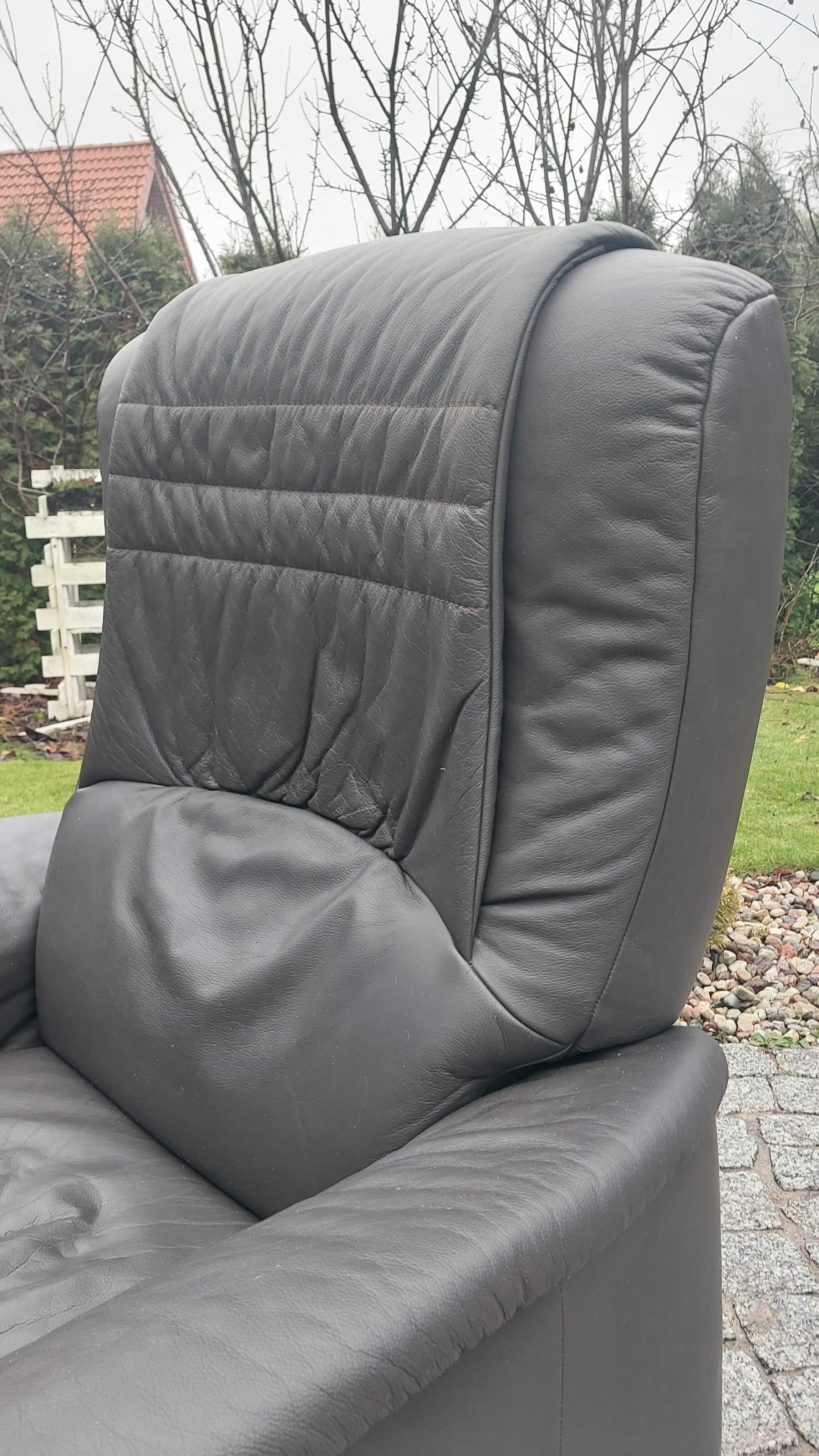 HUKLA fotel rozkładany z pionizacją i funkcją relax skóra nat pilot