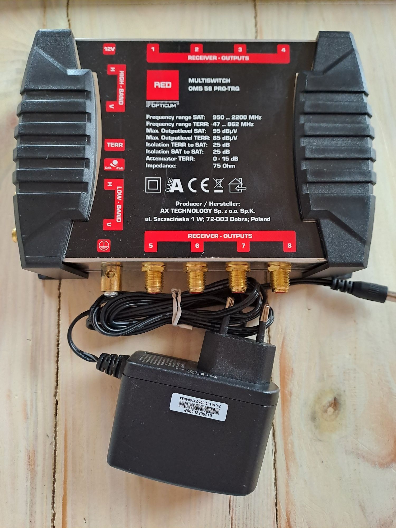 MultiSwitch 5/8 Opticum DVB-S2 DVB-T 8 wyjść PRO-TRQ zestaw Platinum