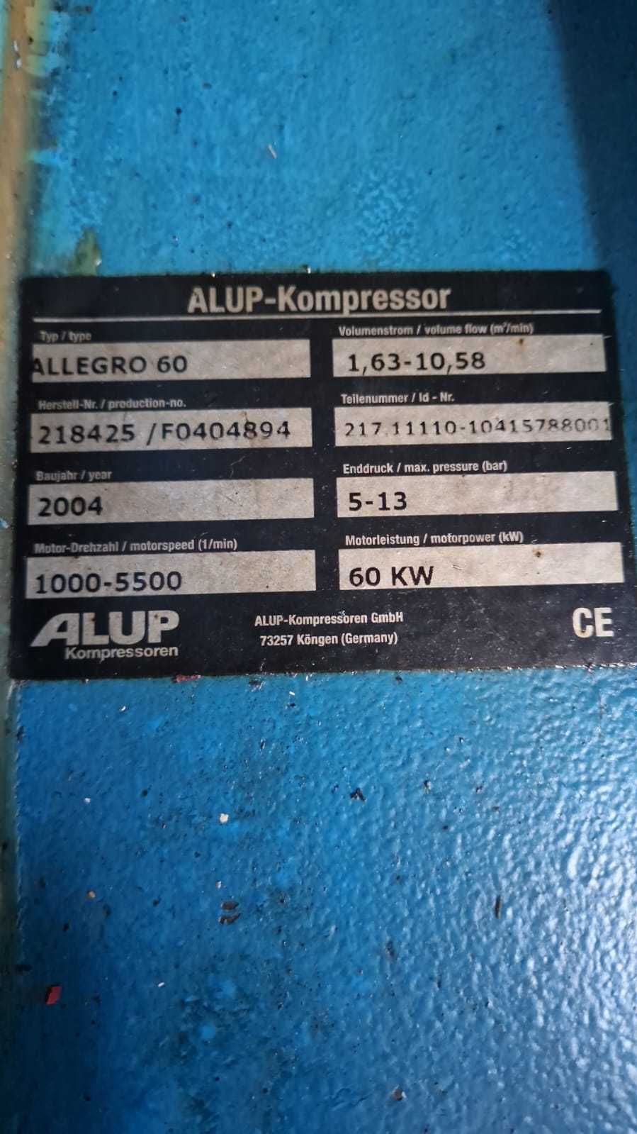 Kompresor Sprężarka Alup Allegro 60 / Almig Variable 55 13bar 10,5m3