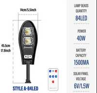 Lampa uliczna solarna LED czujnik ruchu pilot