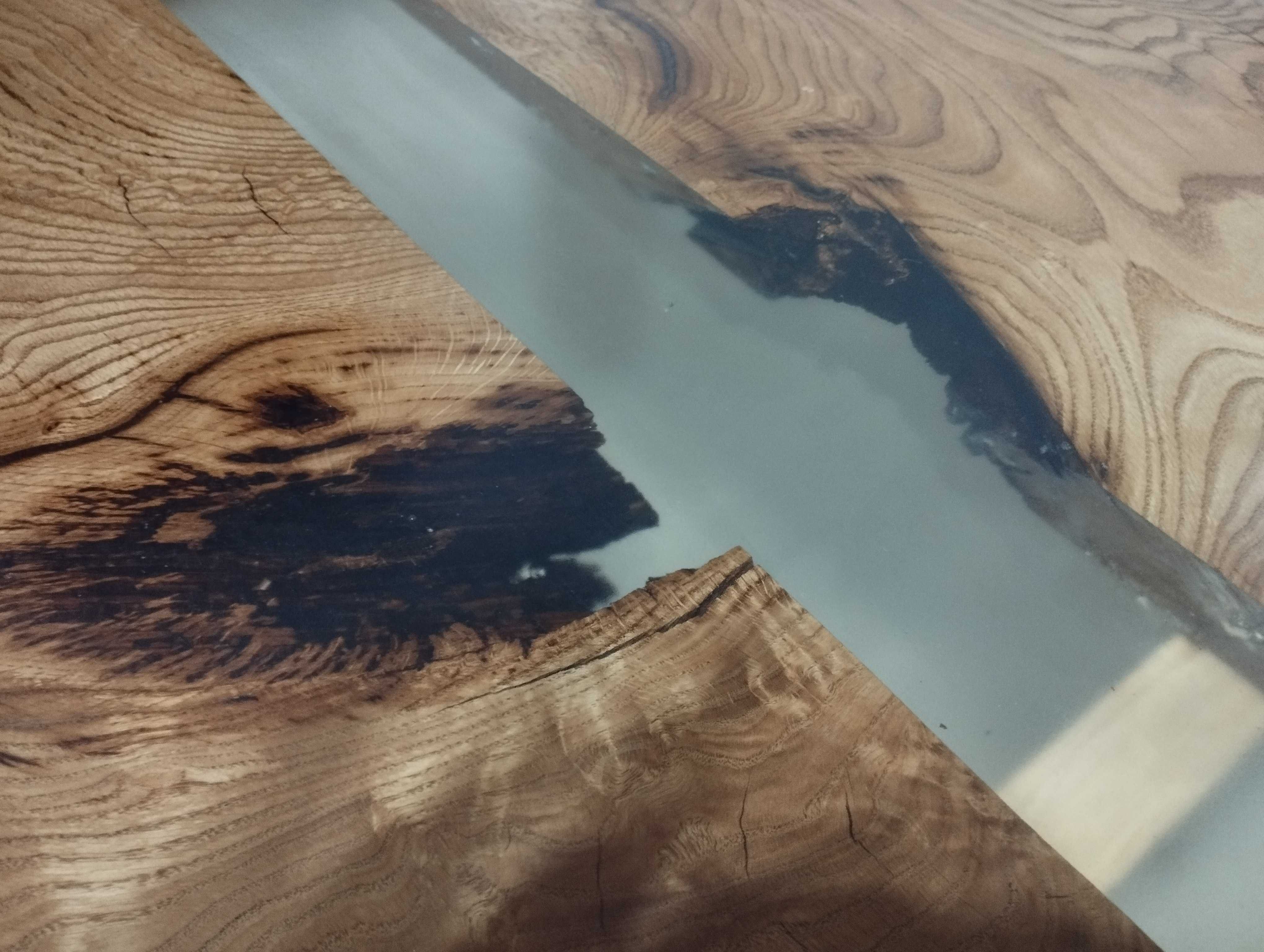 Stół Stolik Kawowy Dębowy Naturalny Dąb ława 80x80 x50 Żywica Drewno