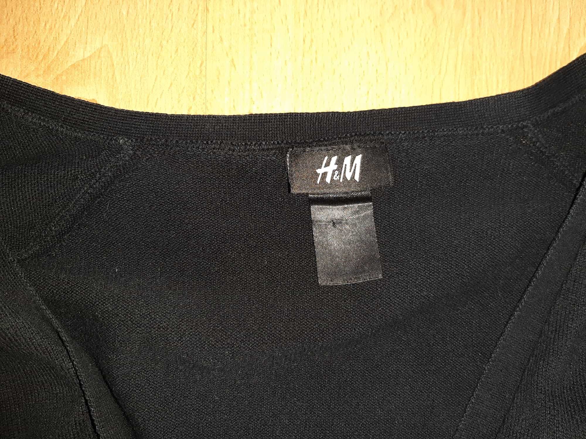 Czarny sweterek na guziczki, H&M rozmiar L