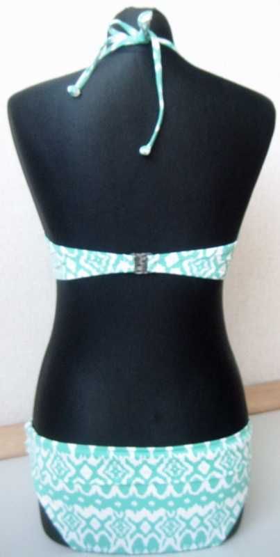 Bikini strój Lascana 38 M 75 B miętowe białe push up print strój