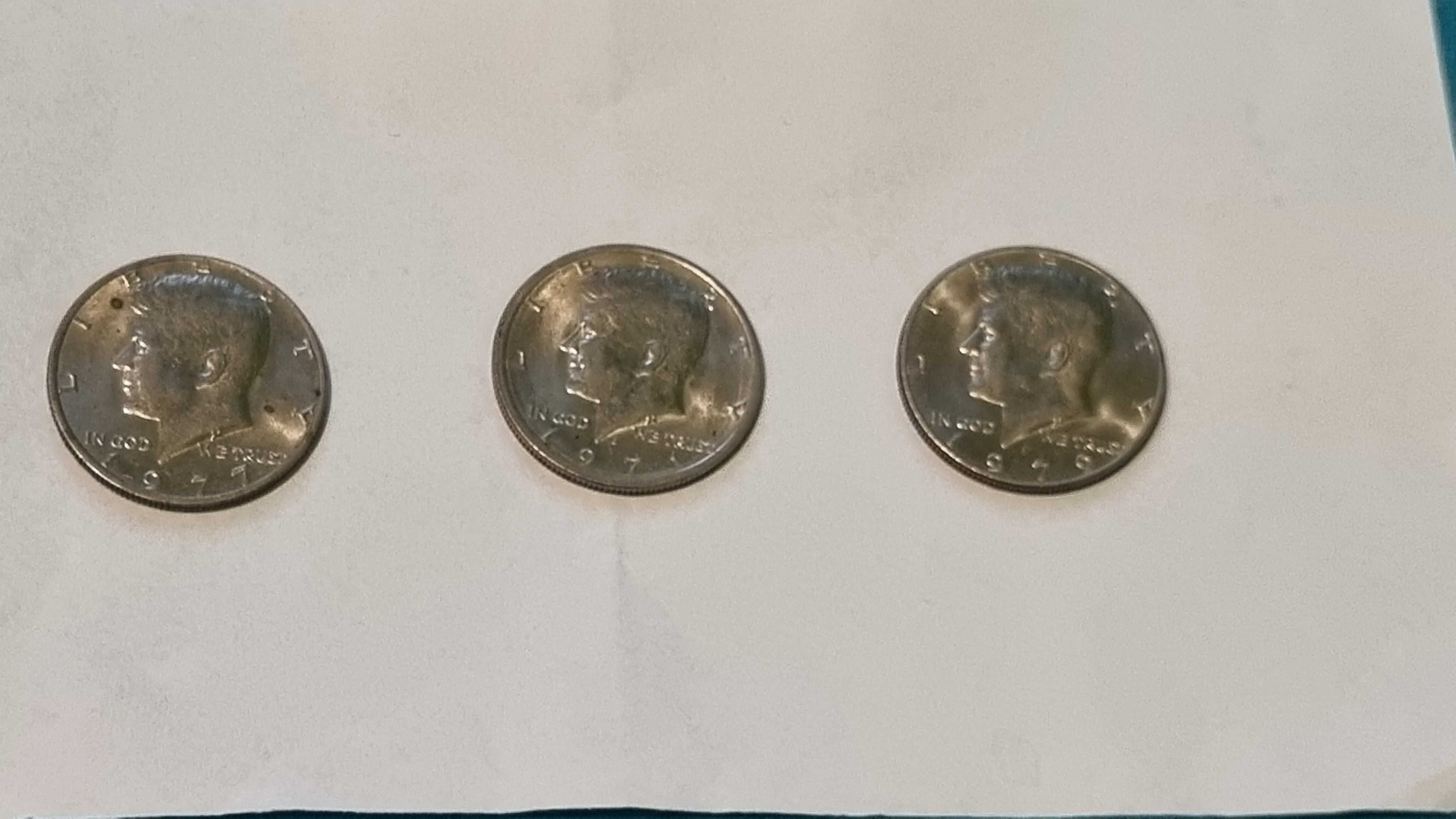 Half Dolar Trzy monety amerykańskie.