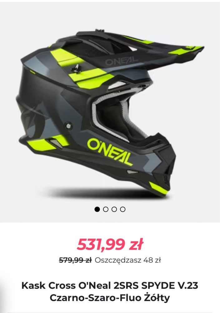 Kask Cross O'Neal 2SRS SPYDE V.23 Czarno-Szaro-Fluo Żółty