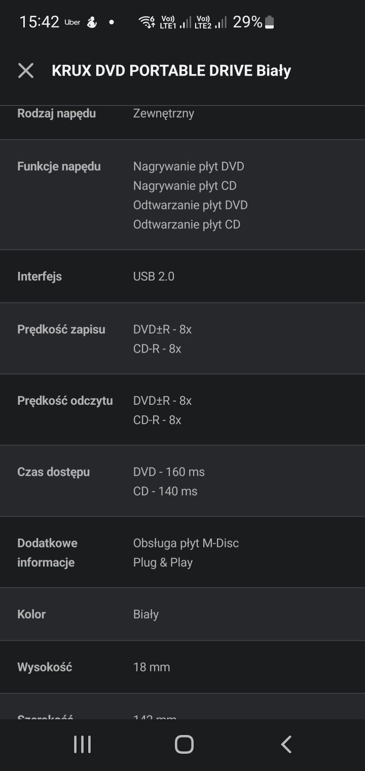 Nagrywarka  DVD Portable  drive  Biały SUPER SZYBKA nagrywarka