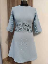 Błękitna Elegancka Sukienka Krótki Rękaw ASOS Rozmiar 38