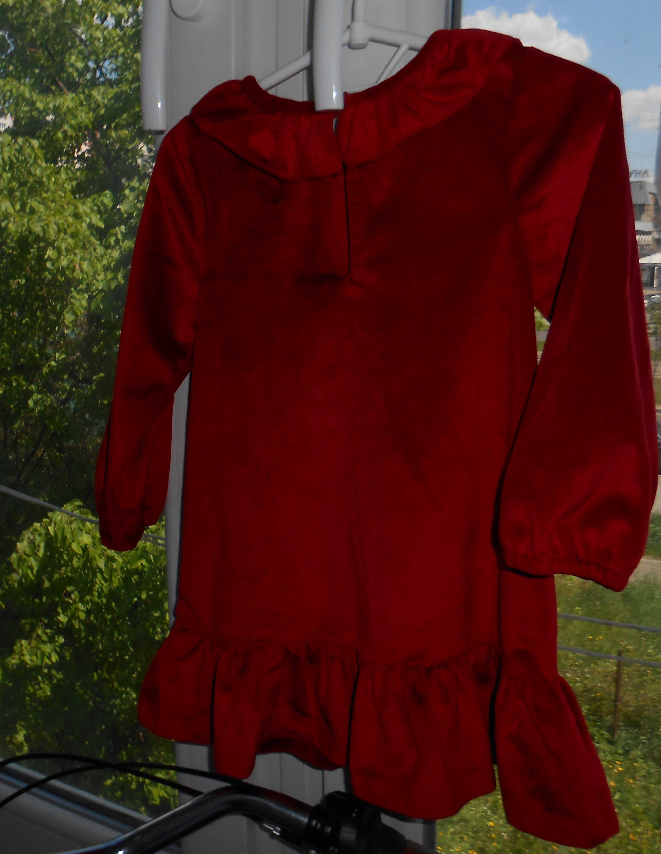 сукня для дівчинки 9-12-18 місяців 80 см червоний бархат ( велюр)