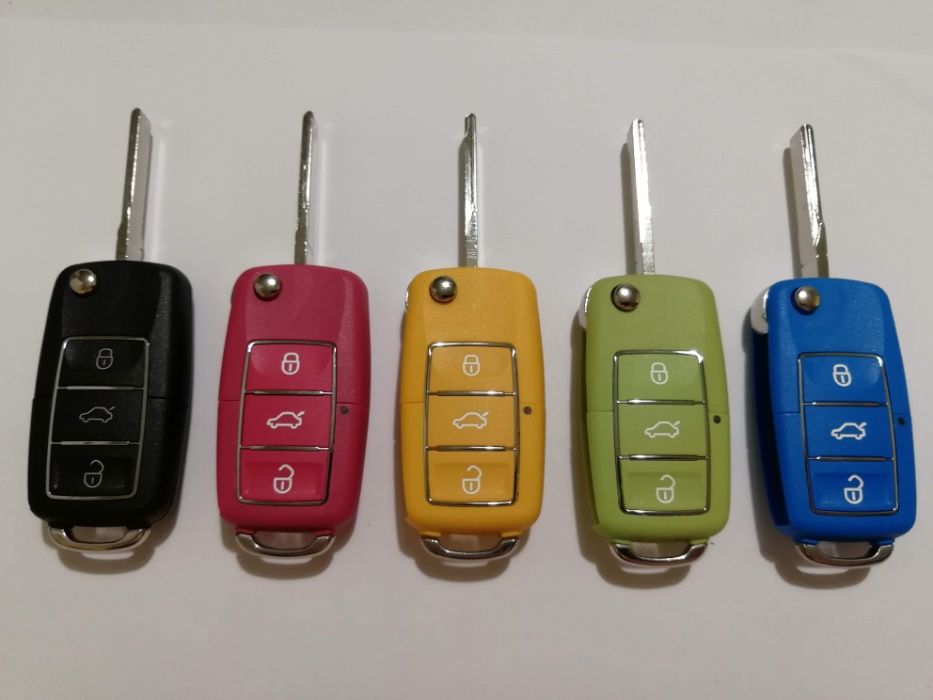 Выкидной ключ VW, Skoda, SEAT, Audi + логотип + батарейка