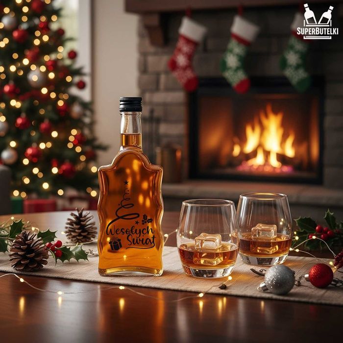 Butelka FALA 500 ml z nadrukiem ŚWIĄTECZNYM butelka na nalewki soki