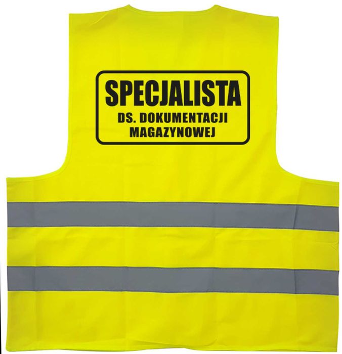 kamizelka odblaskowa z nadrukiem specjalista ds. dokumentacji, magazyn