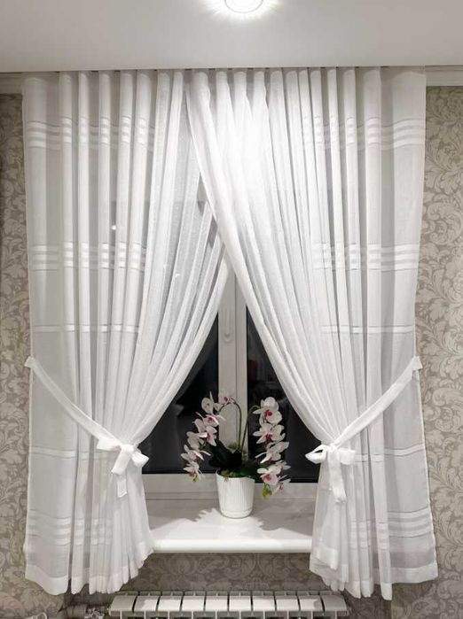 тюль білий льон для вікон