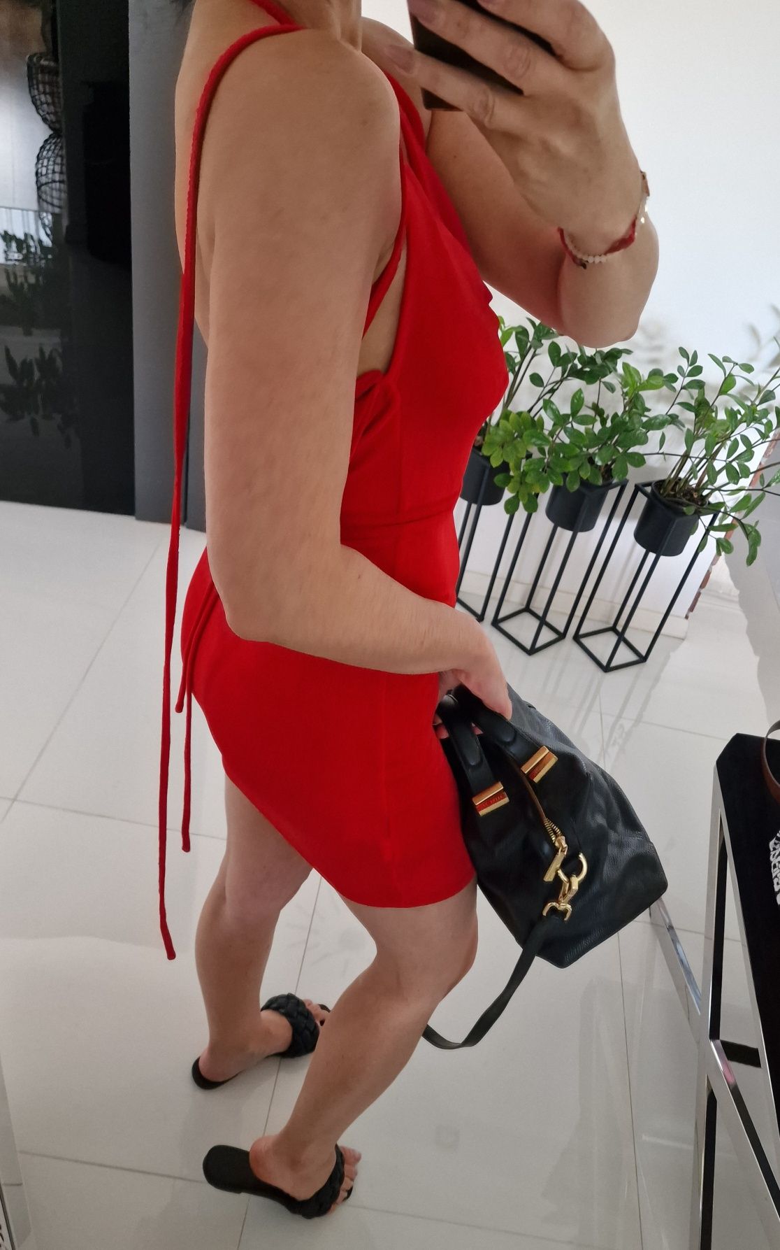 Sukienka mini Zaful 36 czerwona wiązana