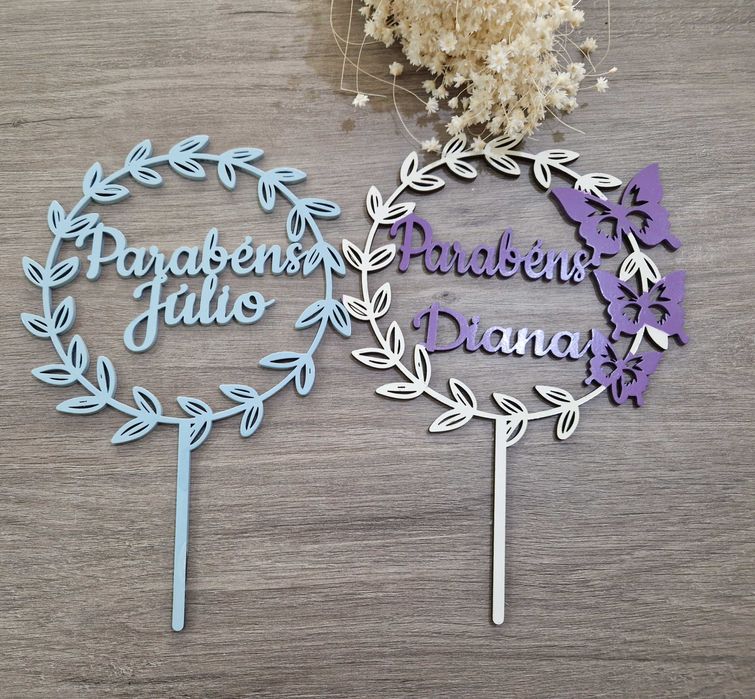 Topos Bolo em Madeira personzalizados