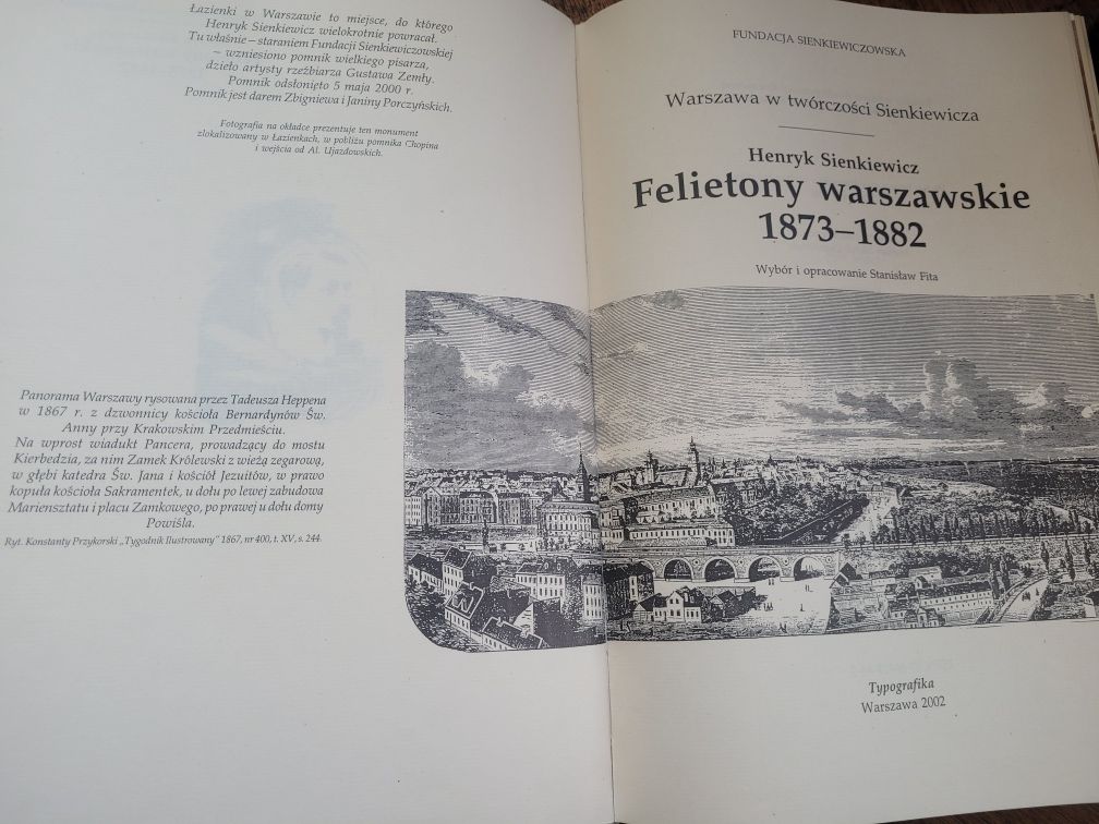 H.Sienkiewicz Felietony warszawskie 1873/1882 Typografika 2002