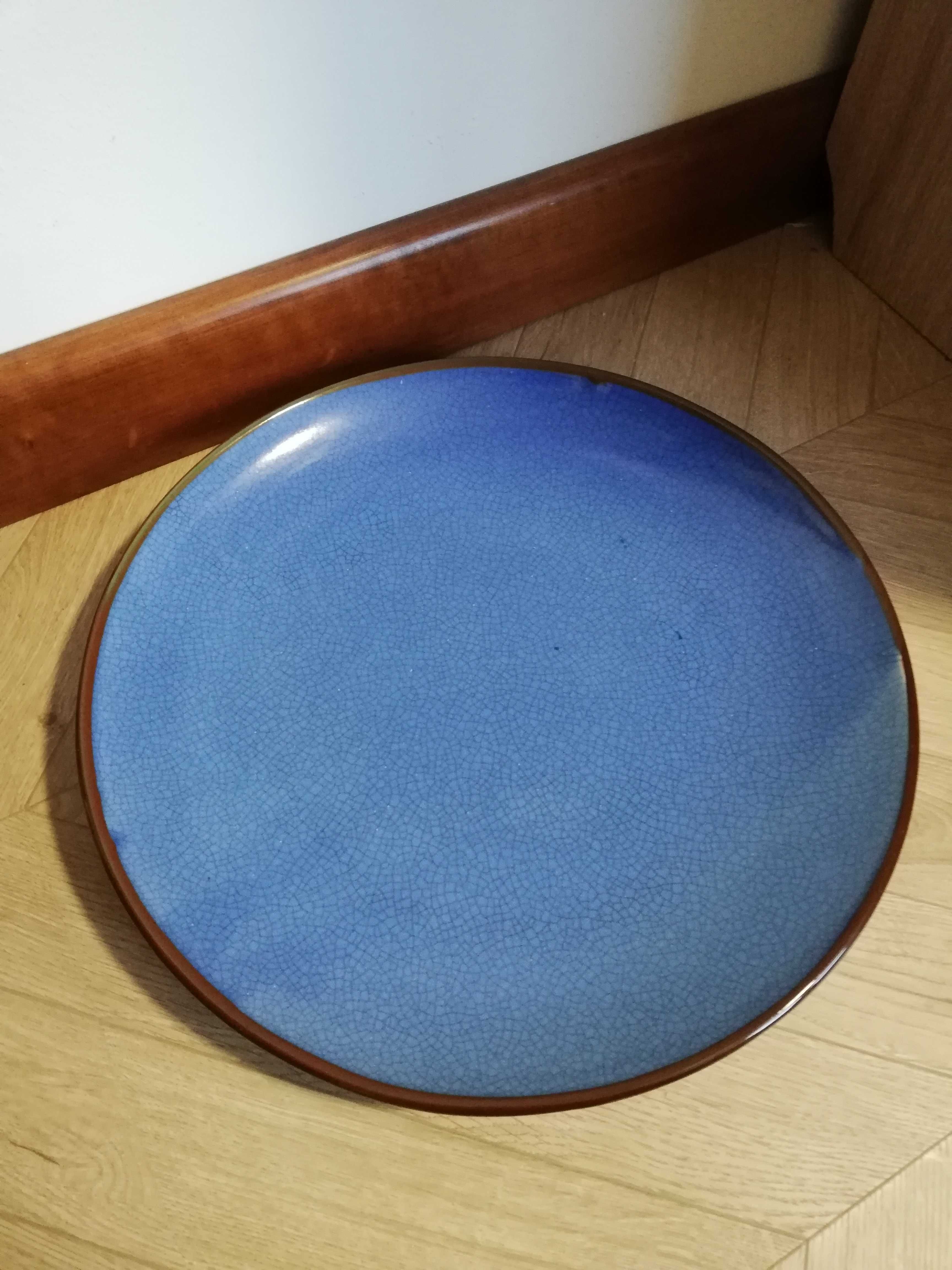 Patera talerz ceramiczny 36cm krakelura ozdobna granatowy