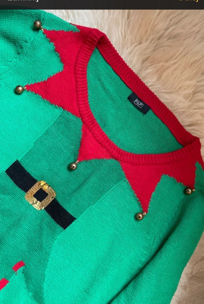 Nowy meski sweter sweterek swiateczny M L elf przebranie elfa temat