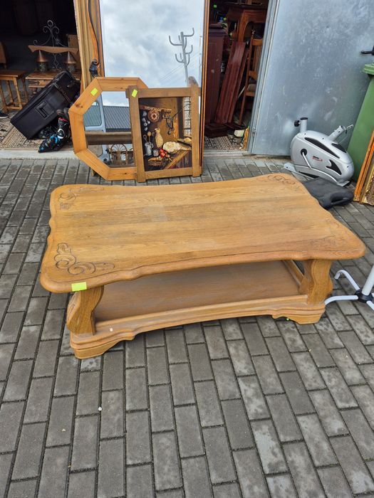 Duża masywna dębowa ława