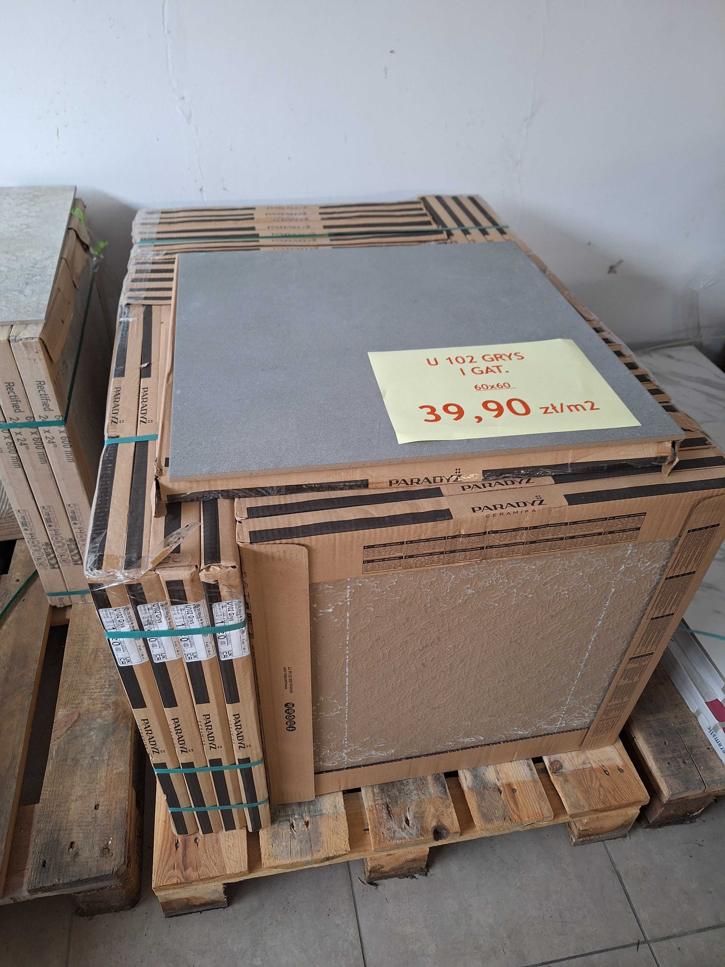 Płytka gresowa Paradyż U102 Light Grys mat 60 x 60 cm.